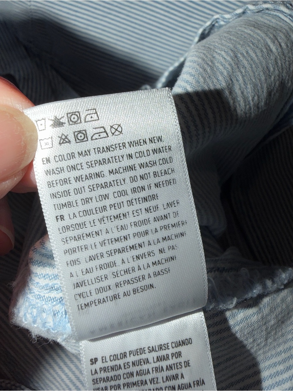 American Eagle Blue and White Striped Railroad Button Vest - Picture 7 of 8